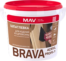 Шпатлевка BRAVA ACRYL PROFI-1 для изделий из древесины ольха 0,5л (0,7кг)