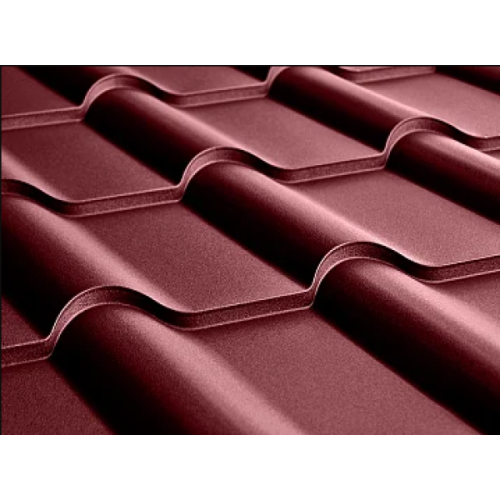 Металлочерепица камея 0,5 Satin Matt RAL 3005 красное вино Металлочерепица камея 0,5 Satin Matt RAL 3005 красное вино