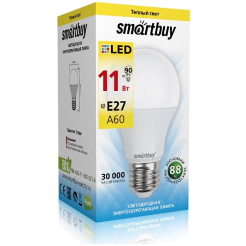 Светодиодная (LED) Лампа Smartbuy-A60-11W/3000/E27