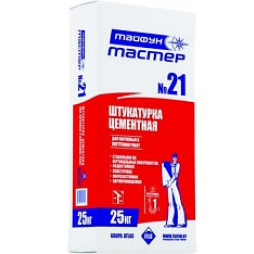 Тайфун мастер 21 штукатурка ЦЕМЕНТНАЯ УНИВЕРСАЛЬНАЯ, 25 КГ