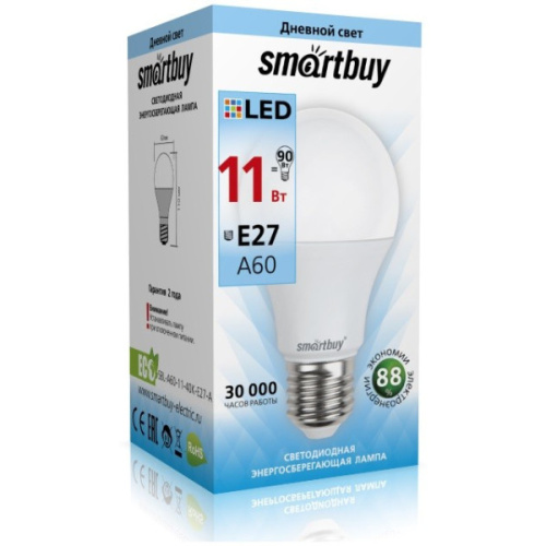 Светодиодная (LED) Лампа Smartbuy-A60-11W/4000/E27