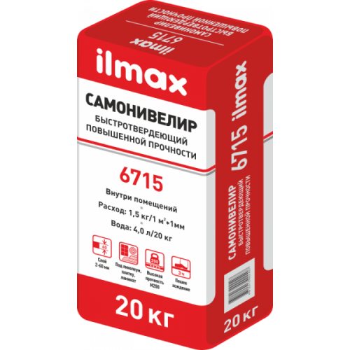 Самонивелир быстротвердеющий повышенной прочности ilmax 6715 20 кг