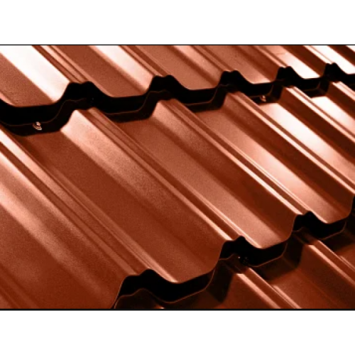 Металлочерепица квинта плюс 0,5 Satin RAL 8004 Терракота