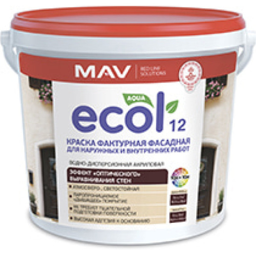 Краска MAV ECOL 12 фактурная белая (фракция 1,5)