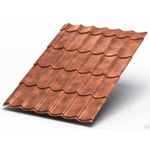 Металлочерепица МП Ламонтерра  CLOUDY-0.5, цвет Терракотовый