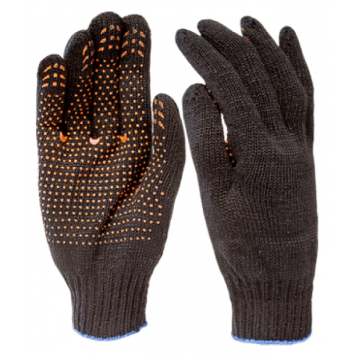 Перчатки рабочие х/б с ПВХ-точкой, черные (РФ)