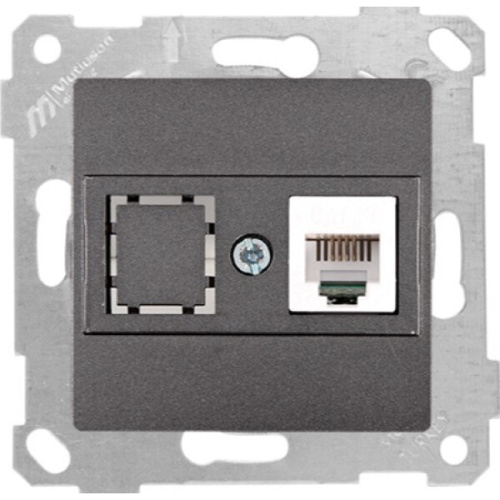 Розетка 1хRJ-45 кат. 5е UTP,дымчатый, Rita