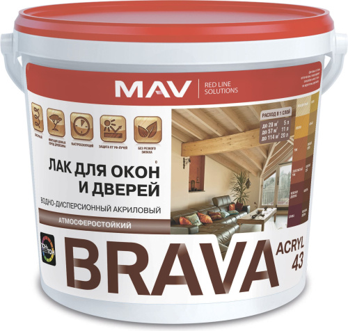 Лак BRAVA ACRYL 43 для изделий из древесины (ВД-АК-1043) п/мат SP 1л (1кг)