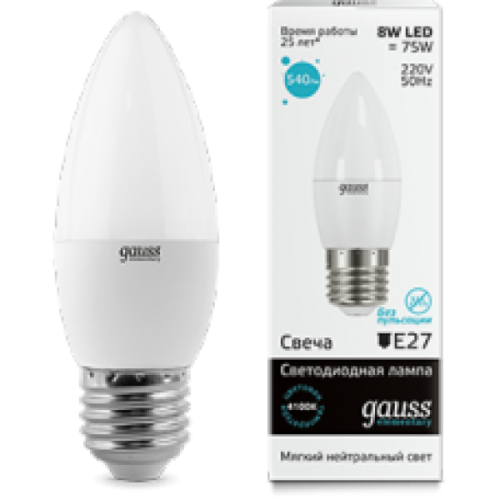 Лампа Gauss LED Elementary Candle 8W E27 4100K