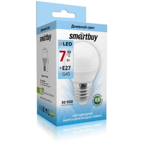 Лампа светодиодная (LED) Smartbuy-G45-07W/4000/E27
