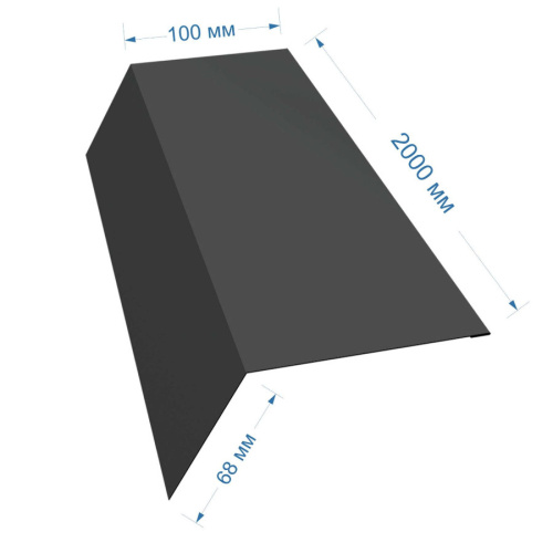 Планка карнизная 96х50х10х2000 мм, RAL 7024 серая фото 2
