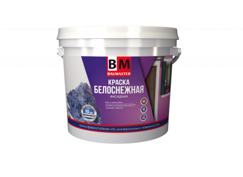 Краска "BAUMASTER" БЕЛОСНЕЖНАЯ фасадная,7,0 кг