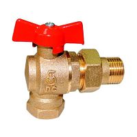 Кран шаровый угловой 1/2" нар.-вн. бабочка (со сгоном)PN1,6 МПа 11Б27п17, т.м.Цветлит
