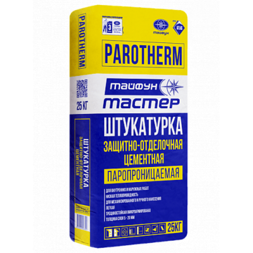 Штукатурка защитно-цементная PAROTHERM, 25 кг