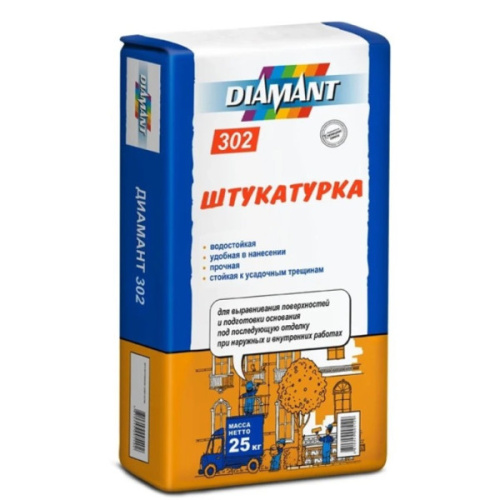 Штукатурка цементная НВ (более 5мм) Диамант 302 (25кг)