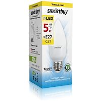 Лампа светодиодная (LED) Smartbuy-C37-05W/3000/E27