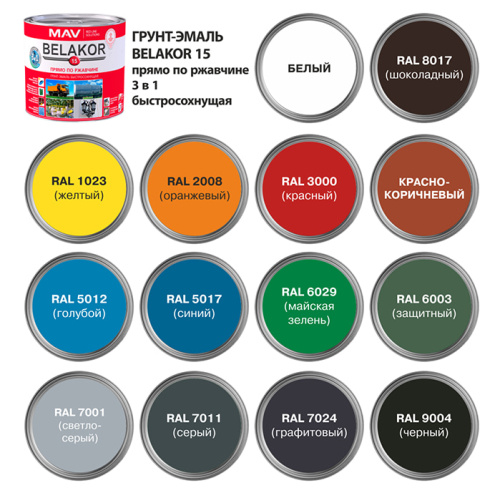 Грунт-эмаль BELAKOR 15 быстросохнущая 3 в 1 шоколадная фото 2