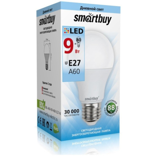 Светодиодная (LED) Лампа Smartbuy-A60-09W/4000/E27 Светодиодная (LED) Лампа Smartbuy-A60-09W/4000/E27