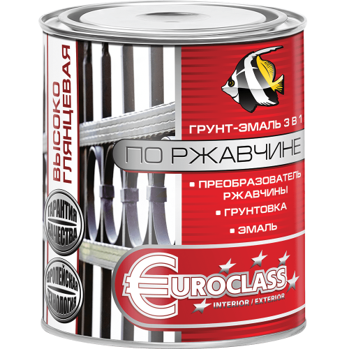 Грунт-эмаль по ржавчине "EUROCLASS" черная 0,9 кг