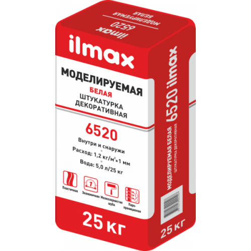 Штукатурка защитно-отделочная (фактура "моделируемая") ilmax 6520 25 кг (белая)