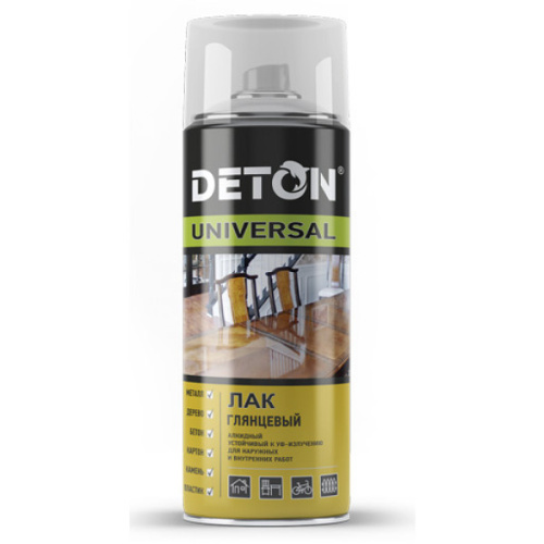 Лак-аэрозоль алкидный "DETON UNIVERSAL" глянцевый атмосферостойкий,520 мл