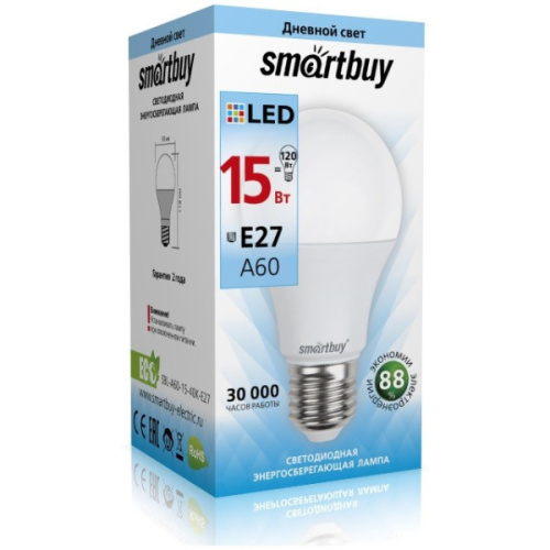 Светодиодная (LED) Лампа Smartbuy-A60-15W/4000/E27