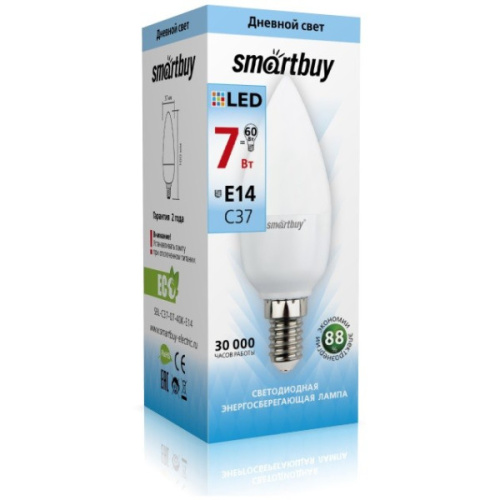 Лампа Светодиодная (LED) Smartbuy-C37-07W/4000/E14