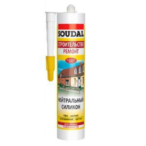 Силикон нейтральный "Soudal" СТРОИТЕЛЬСТВО РЕМОНТ бесцветный 280 мл